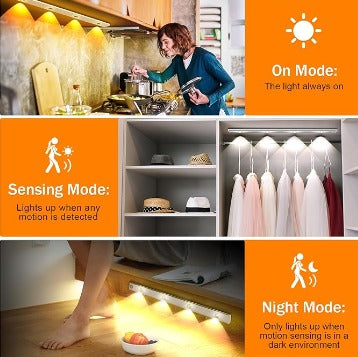 Luz LED con Sensor de Movimiento Recargable – Iluminación Automática para Armarios, Pasillos y Escaleras (60cm)
