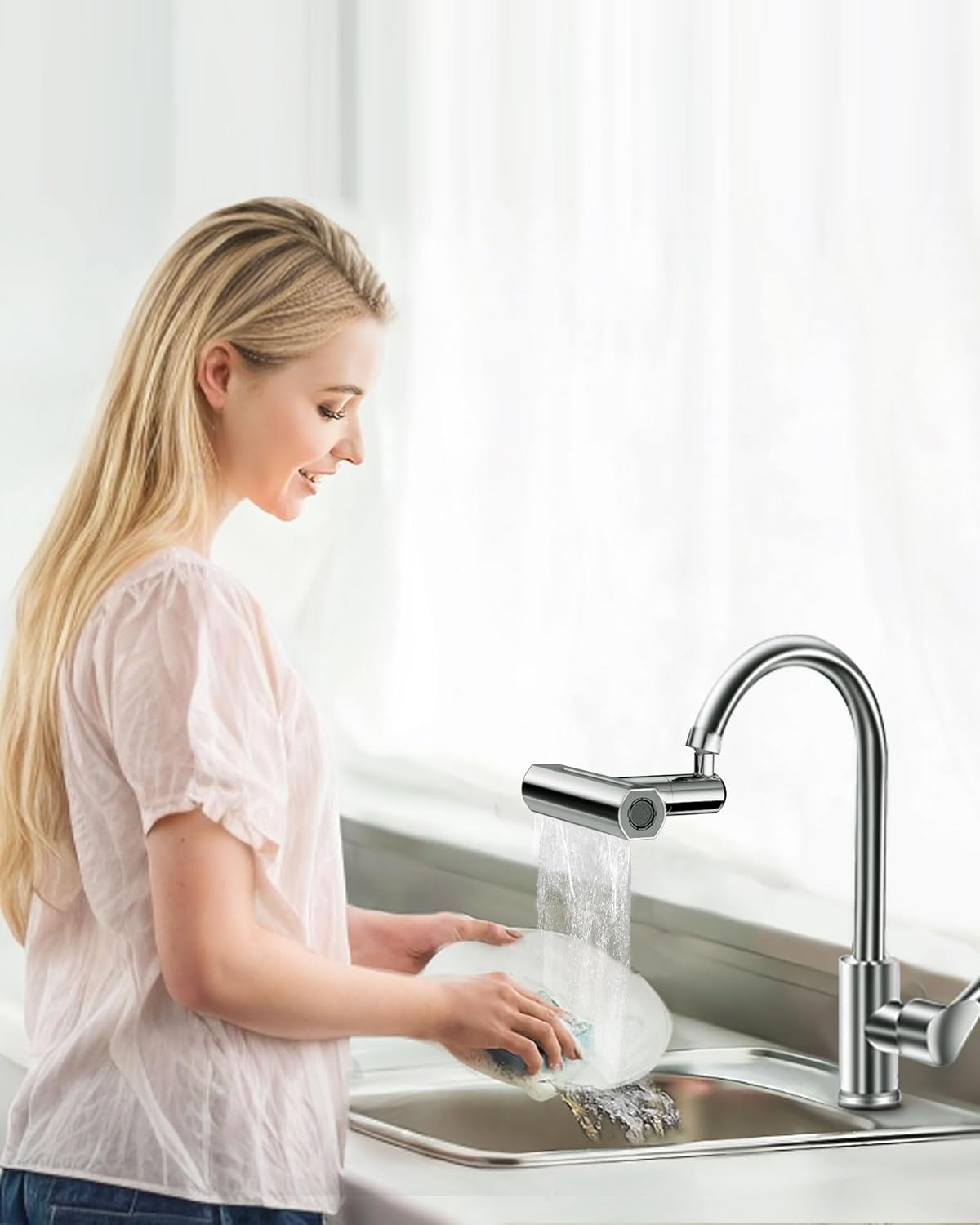 ¡Oferta: Grifo giratorio con cascada para extensión 4en1